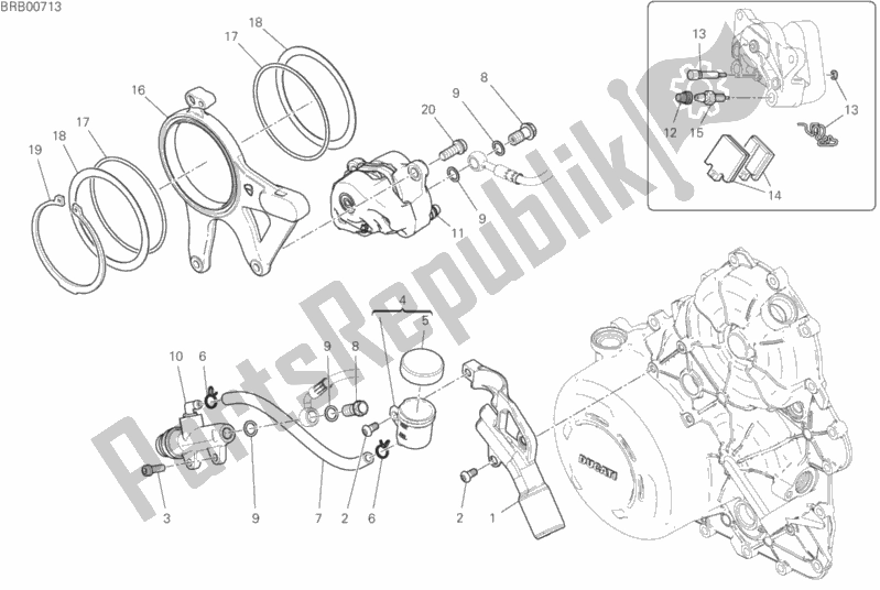 Tutte le parti per il Sistema Frenante Posteriore del Ducati Streetfighter V4 USA 1103 2020